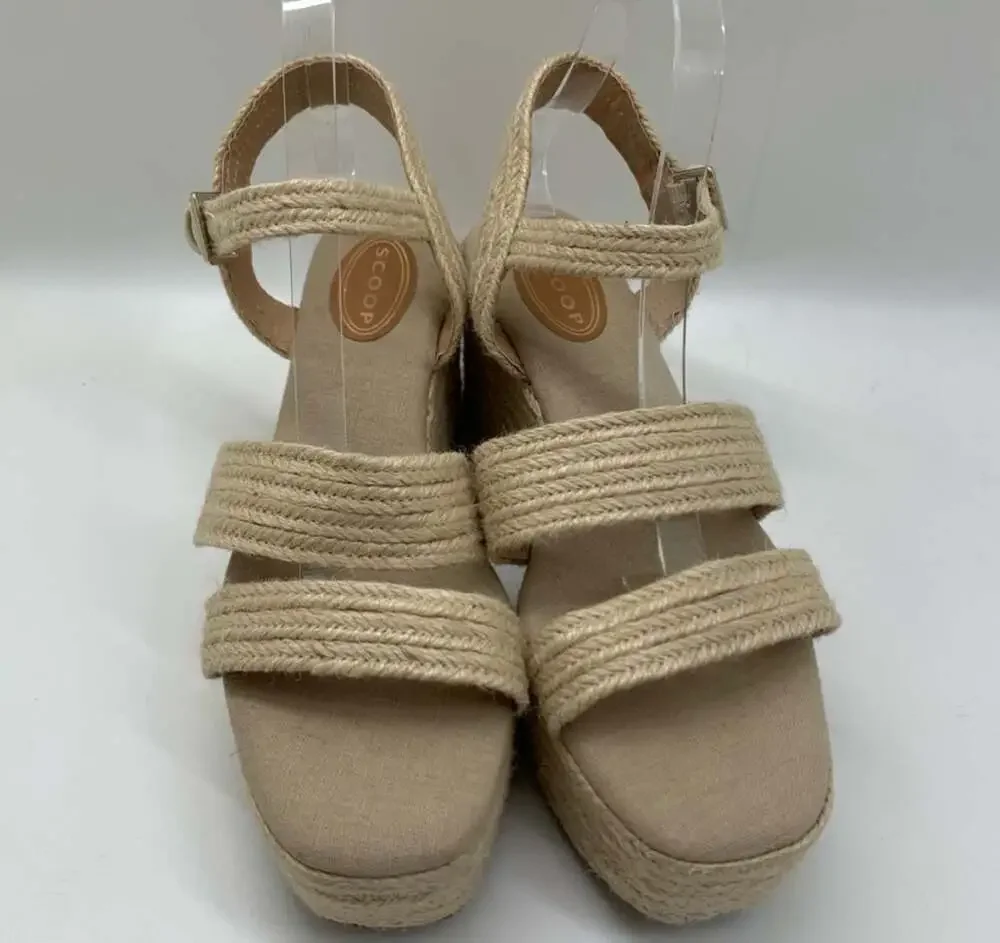 Scoop Jute Espadrille Double Strap Platform Wedge Sandals Size 10